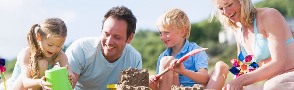 family on the beach