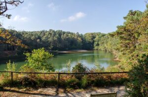 blue pool in autumn
