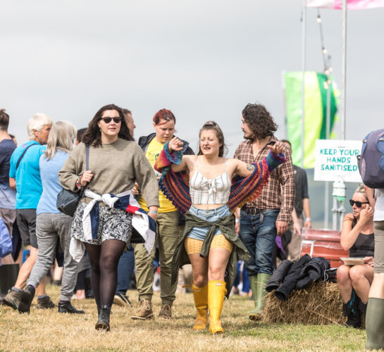 festival goers in dorset
