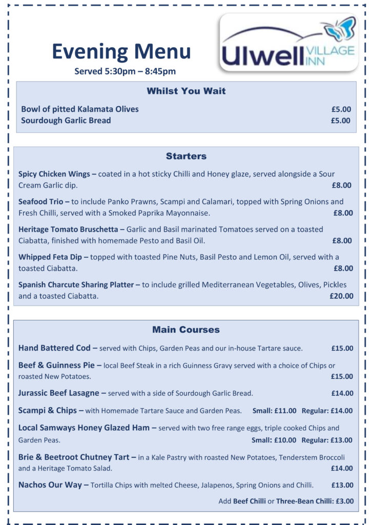 evening menu pt 1