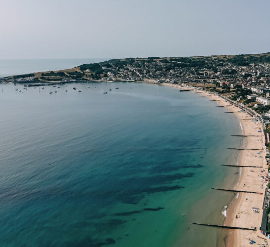 swanage beach and town